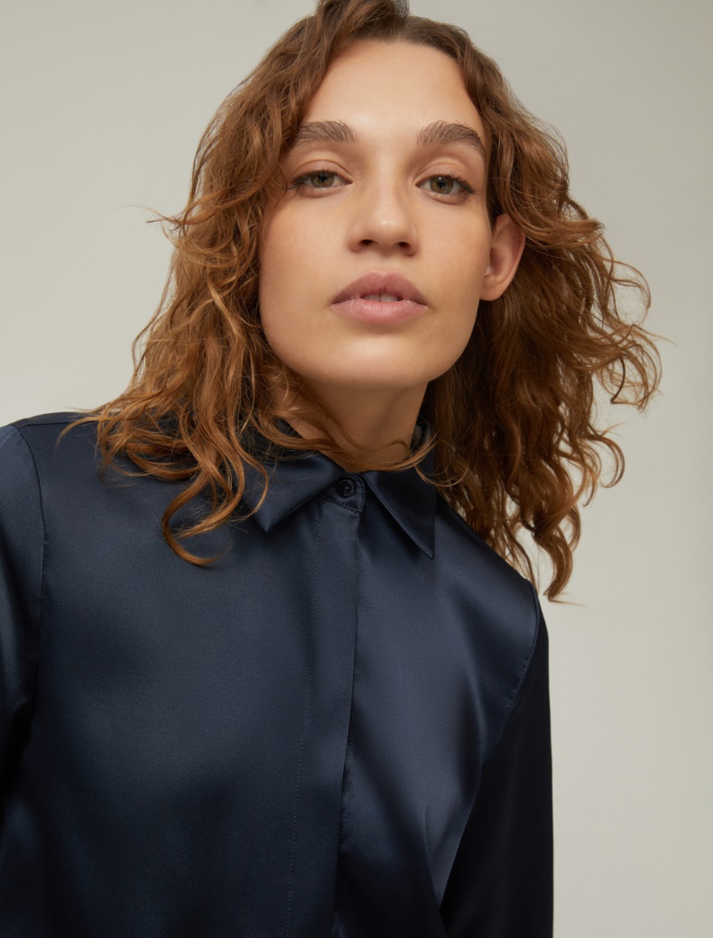 Silk satin shirt - NAVY - pennyblack