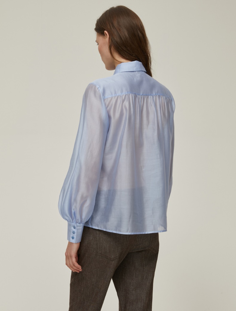 Organza shirt with bow - SKY-BLUE - pennyblack