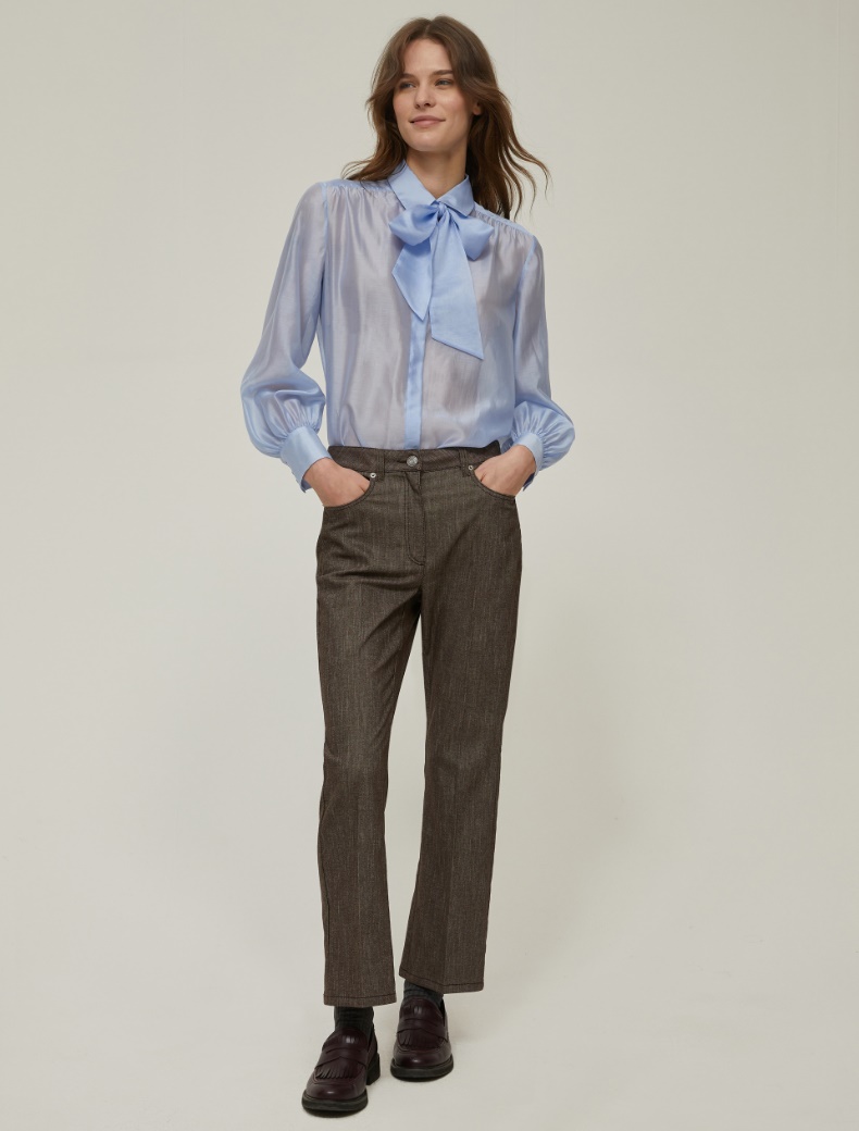 Organza shirt with bow - SKY-BLUE - pennyblack
