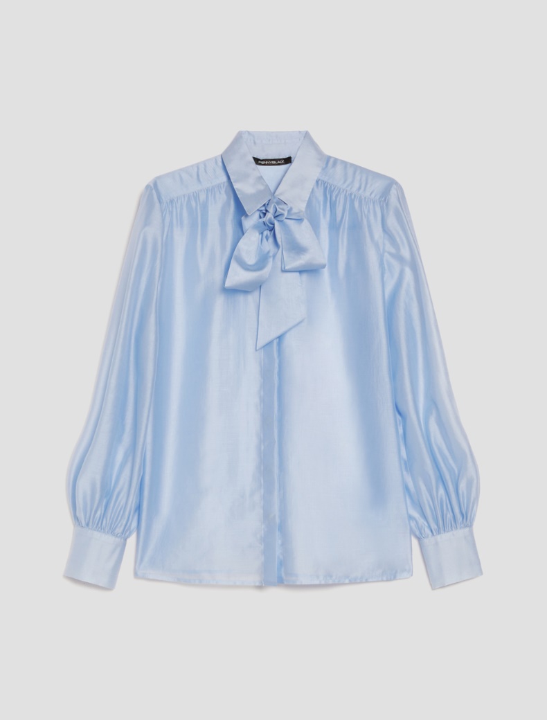 Organza shirt with bow - SKY-BLUE - pennyblack