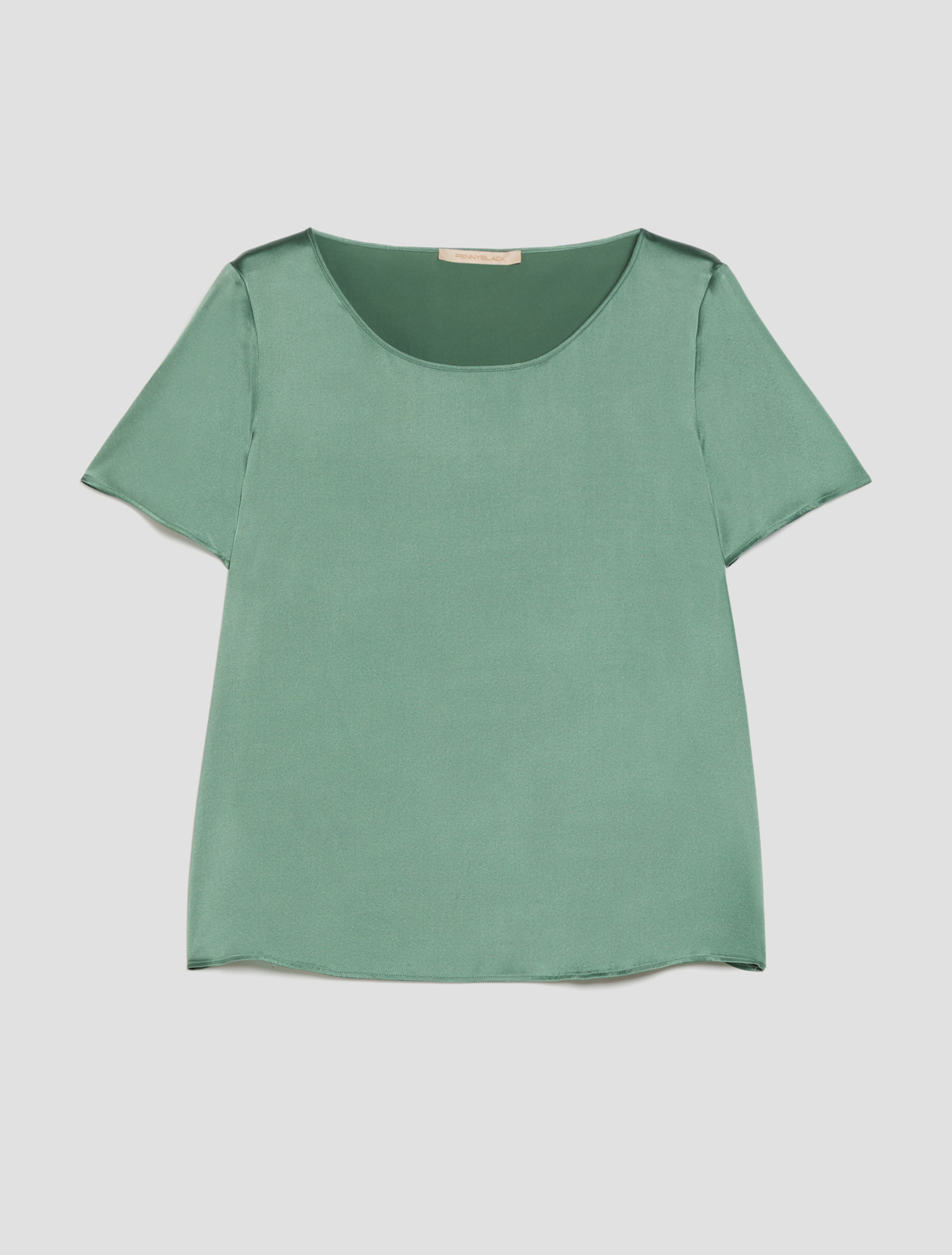 Silk satin T-shirt - GREEN - pennyblack