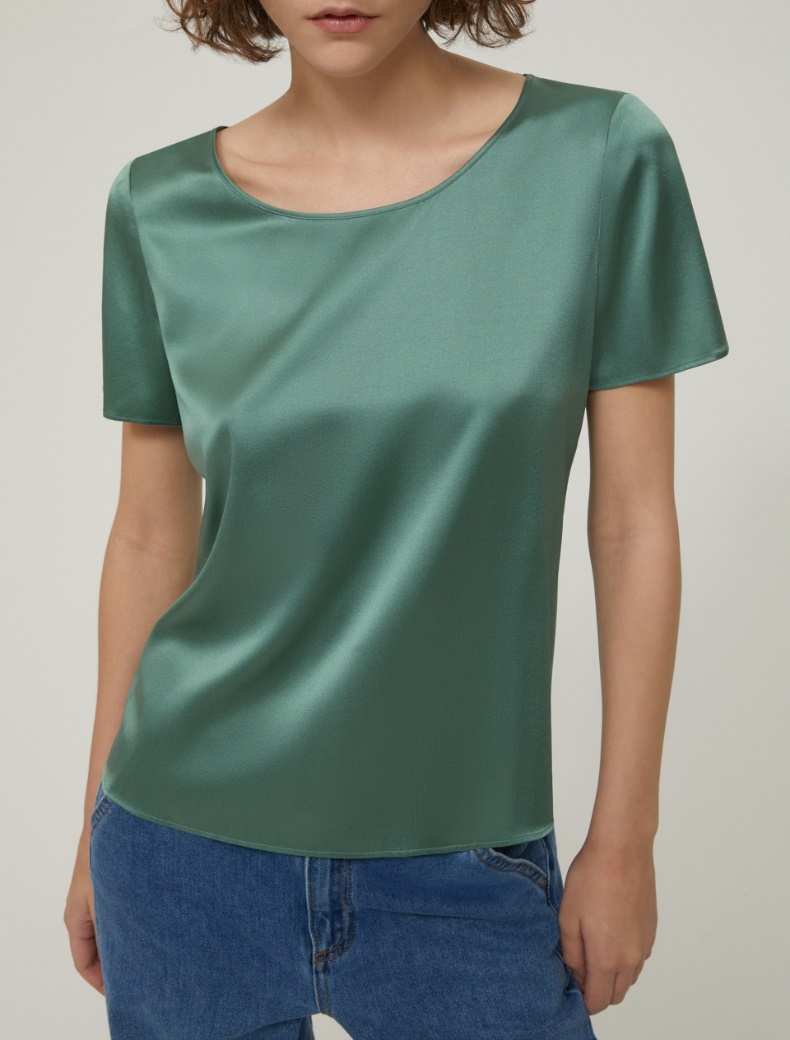 Silk satin T-shirt - GREEN - pennyblack
