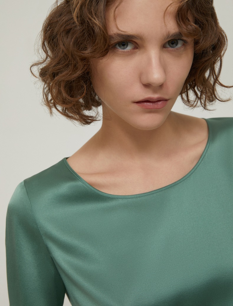 Silk satin T-shirt - GREEN - pennyblack