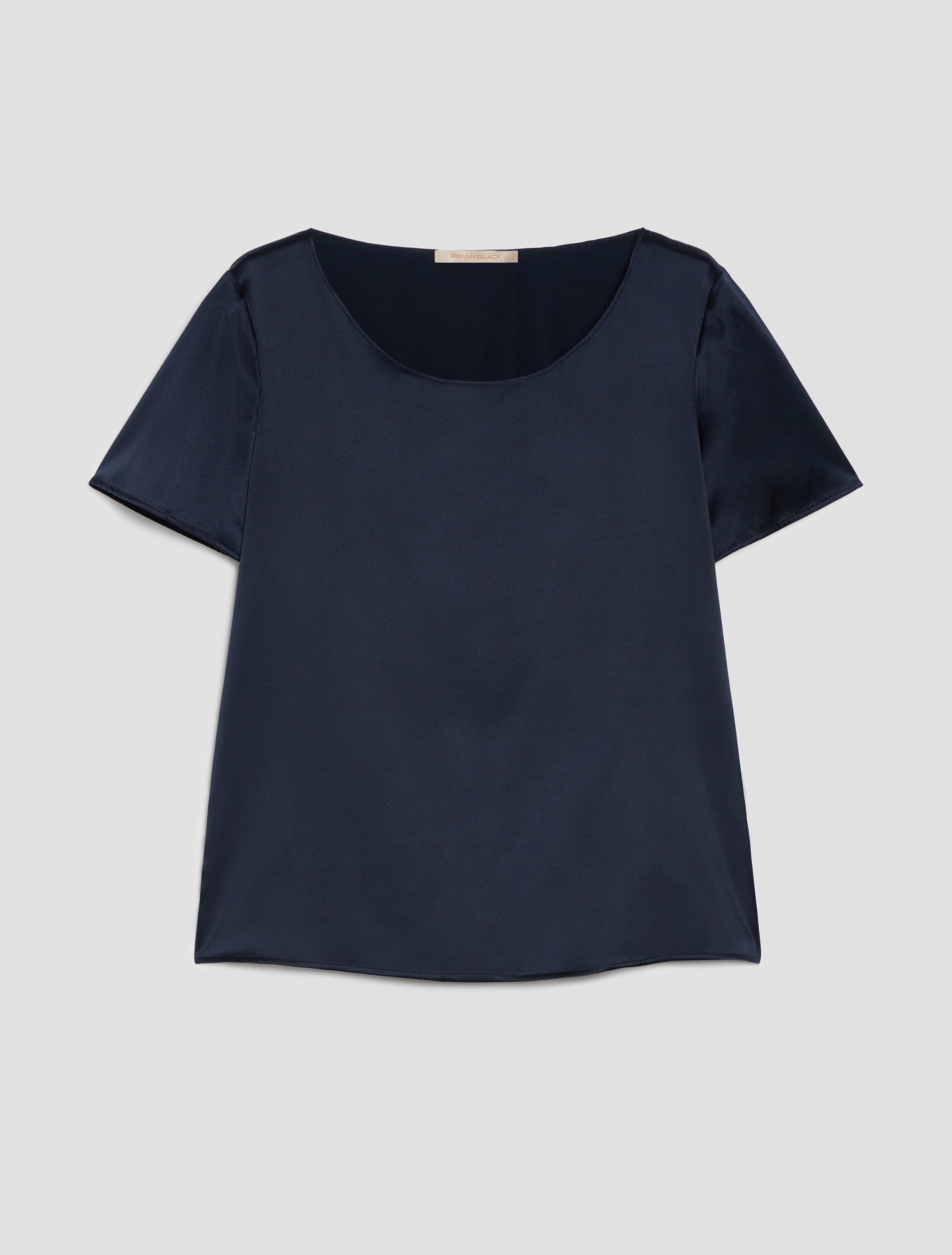 Silk satin T-shirt - NAVY - pennyblack