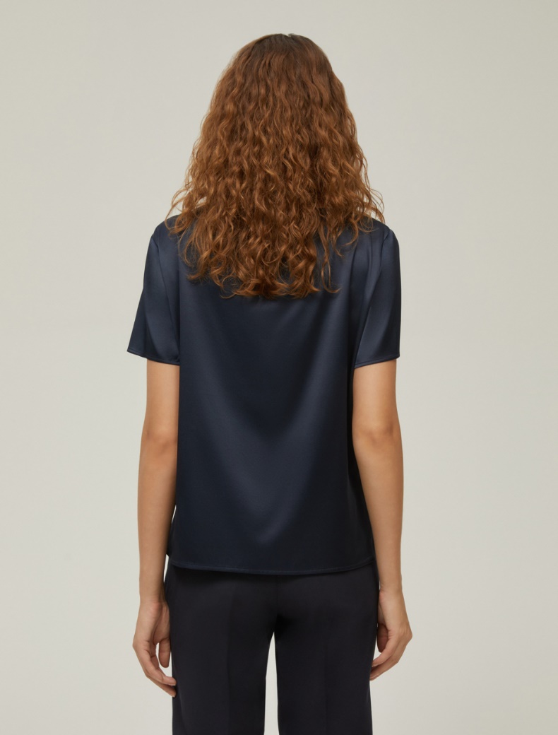 Silk satin T-shirt - NAVY - pennyblack