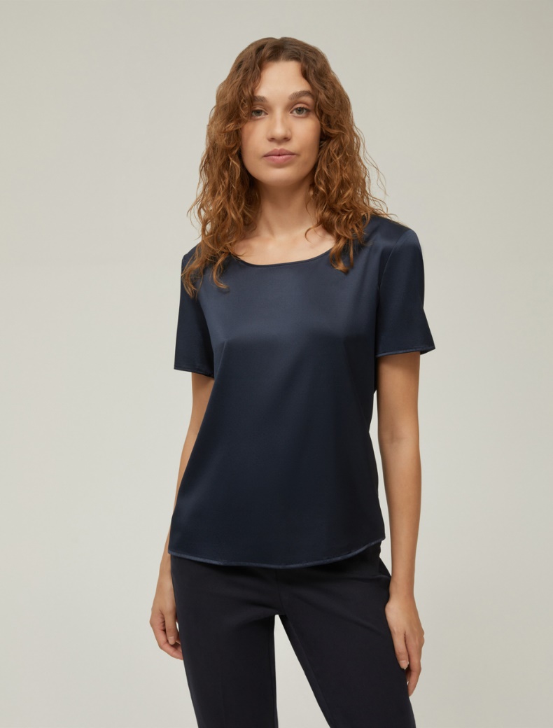 Silk satin T-shirt - NAVY - pennyblack