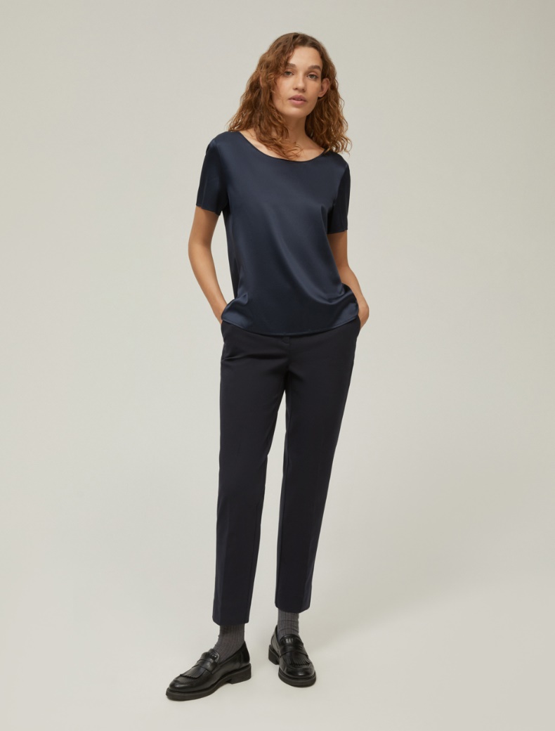 Silk satin T-shirt - NAVY - pennyblack