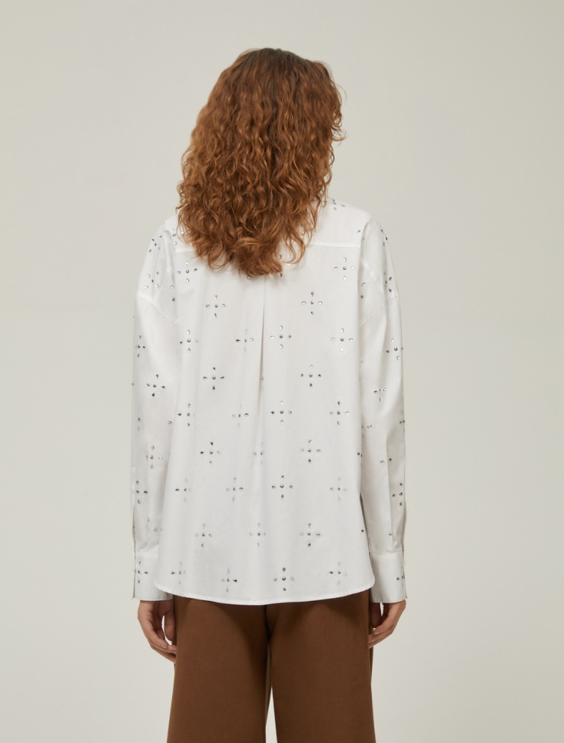 Oversized rhinestone shirt - WHITE - pennyblack