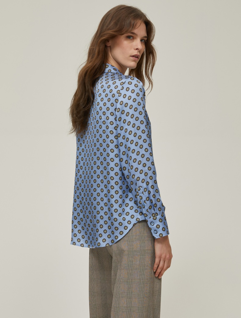 Printed satin shirt - SKY-BLUE - pennyblack