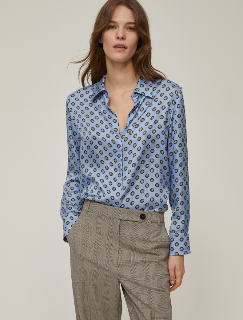 Printed satin shirt - SKY-BLUE - pennyblack