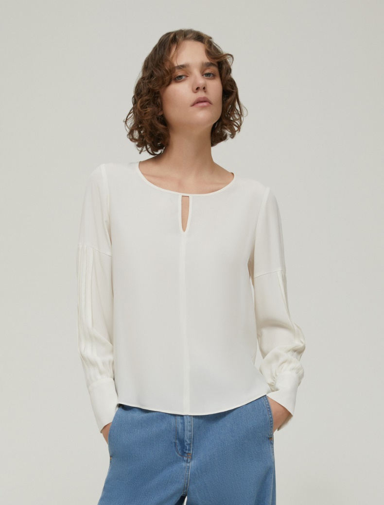 Crepe de chine blouse - IVORY - pennyblack