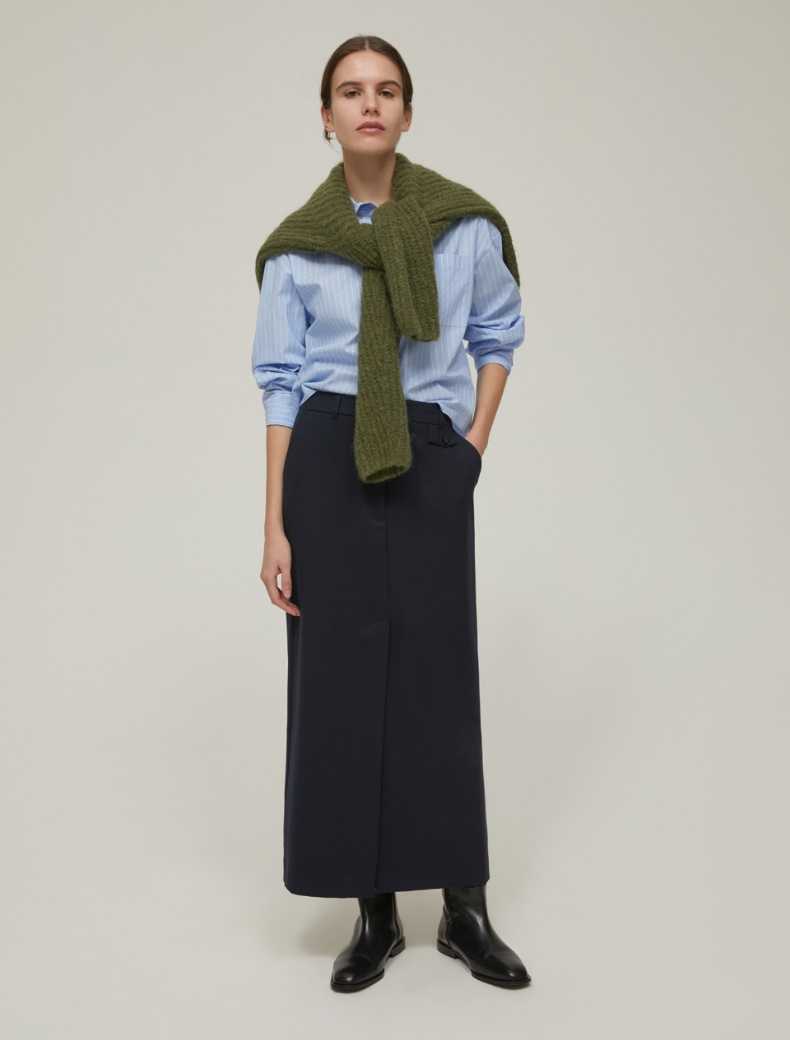 Cropped micro-rhinestone shirt - LIGHT BLUE - pennyblack