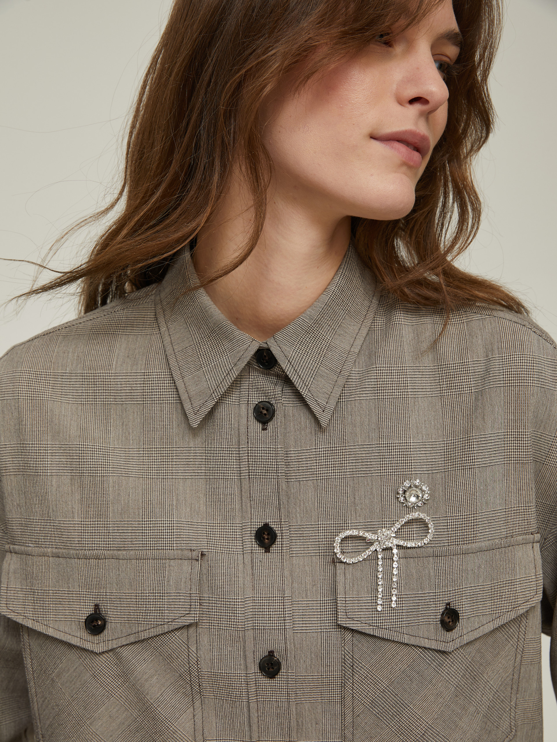 Prince of Wales shirt jacket - NATURAL - pennyblack