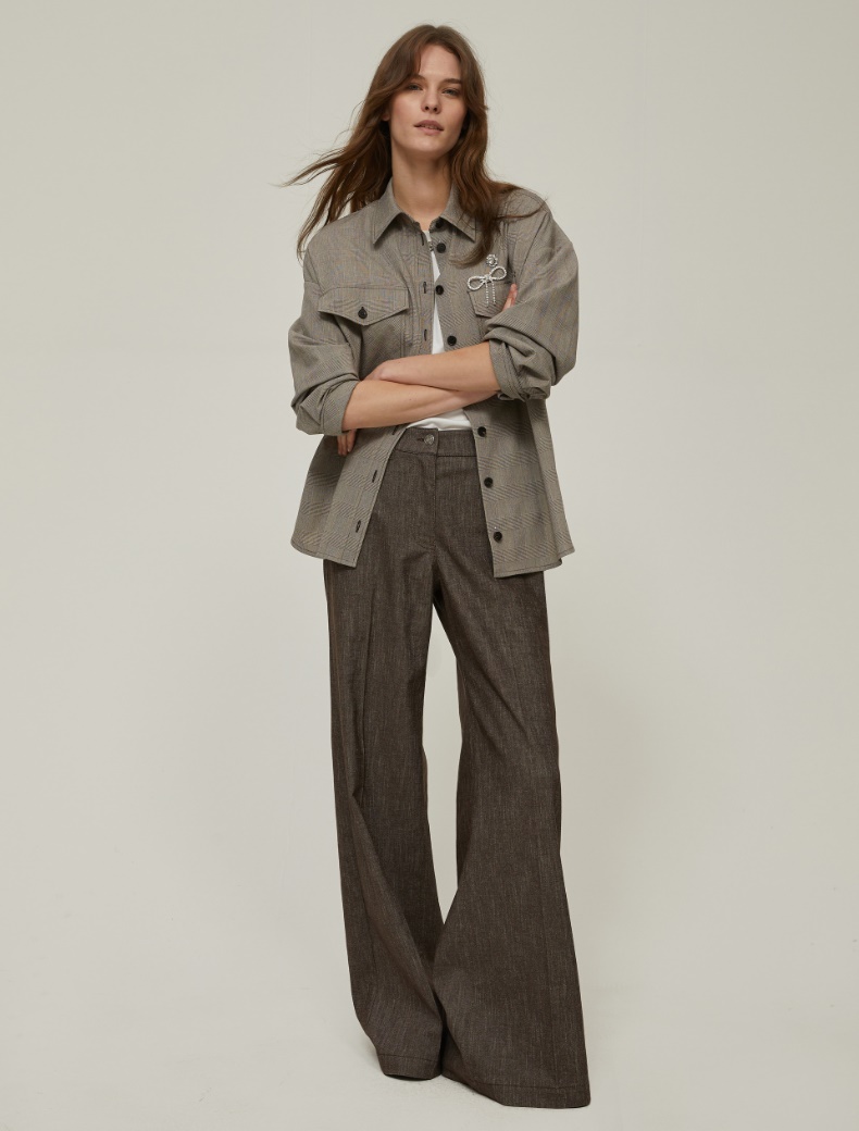 Prince of Wales shirt jacket - NATURAL - pennyblack