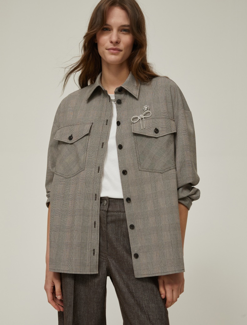 Prince of Wales shirt jacket - NATURAL - pennyblack