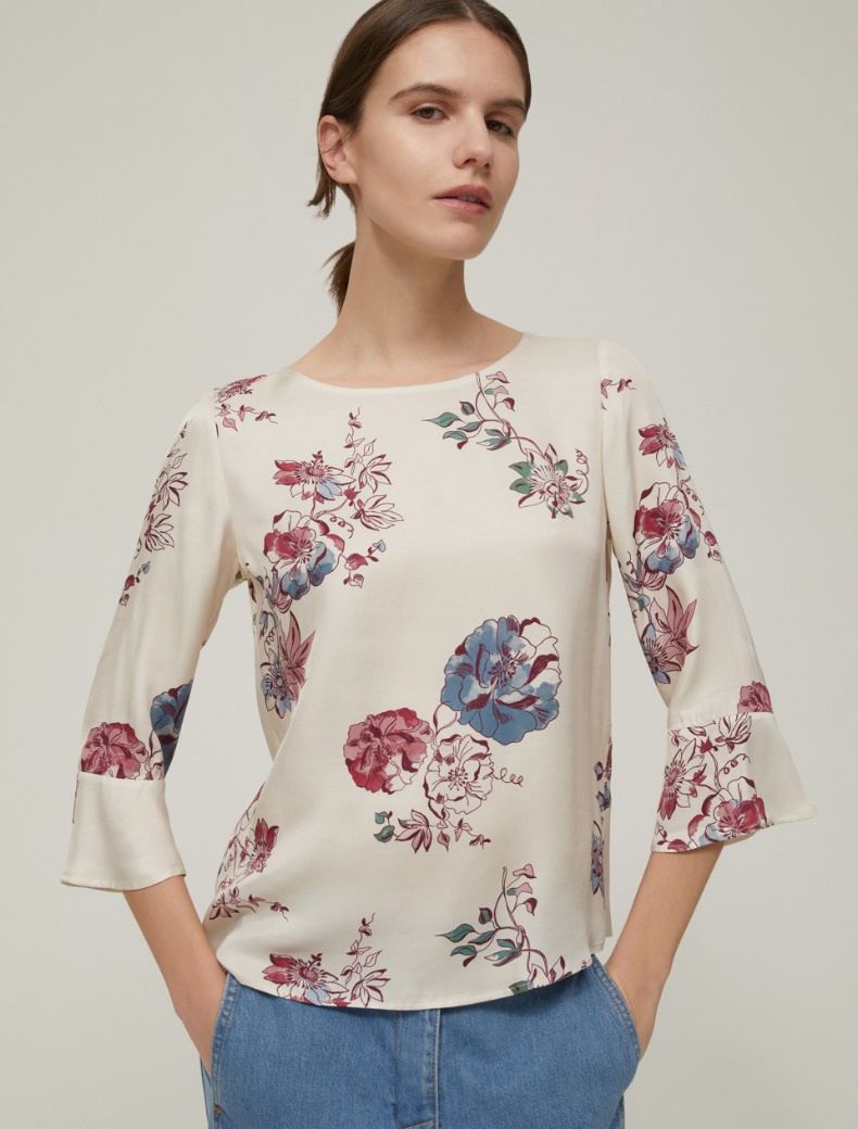 Floral twill blouse - VANILLA - pennyblack