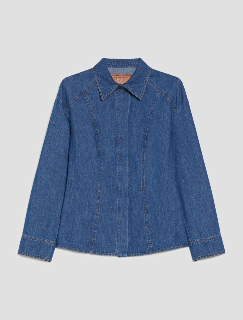 Lightweight denim slim shirt - NAVY - pennyblack