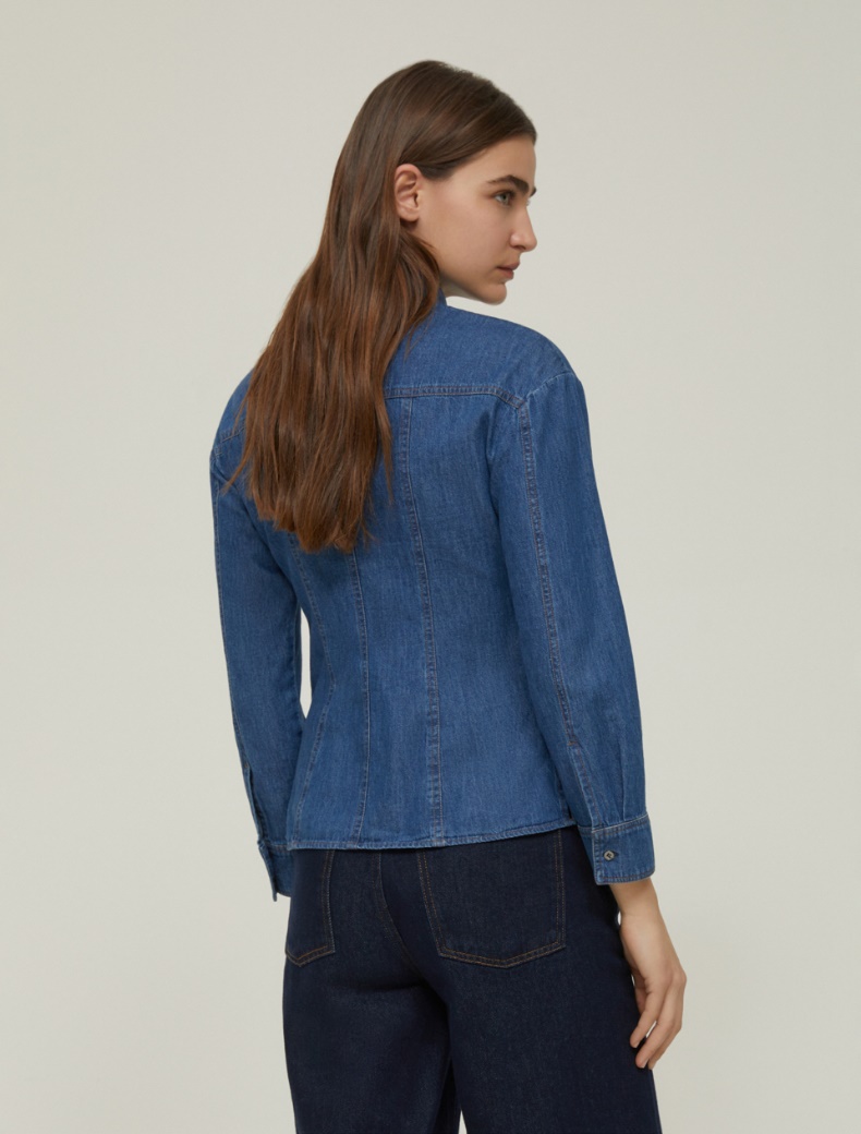 Lightweight denim slim shirt - NAVY - pennyblack