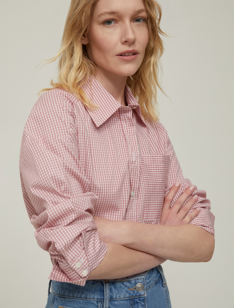 Oversized poplin shirt - RED - pennyblack