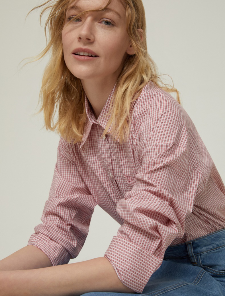 Oversized poplin shirt - RED - pennyblack