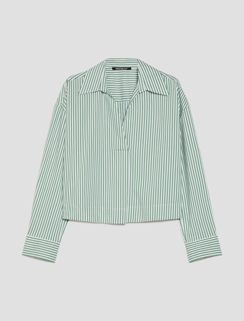 Cropped poplin blouse - GREEN - pennyblack