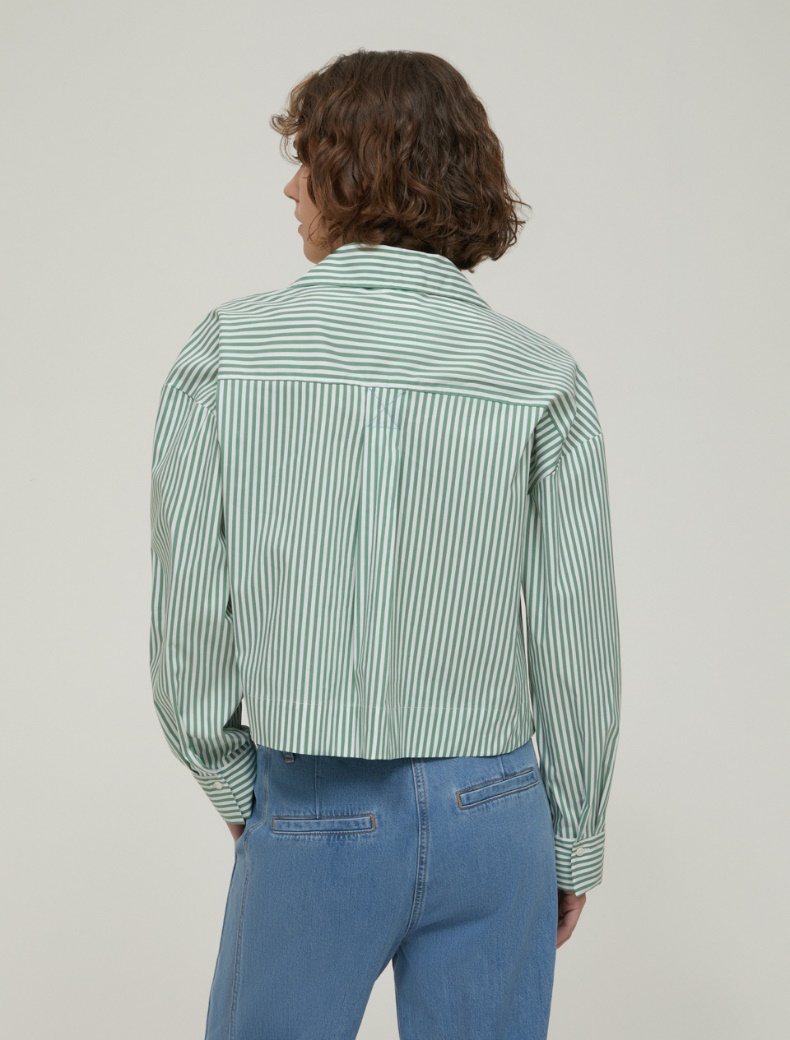 Cropped poplin blouse - GREEN - pennyblack