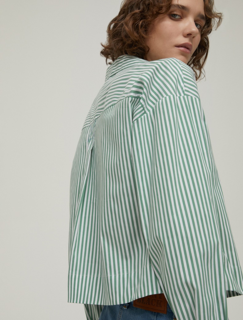 Cropped poplin blouse - GREEN - pennyblack