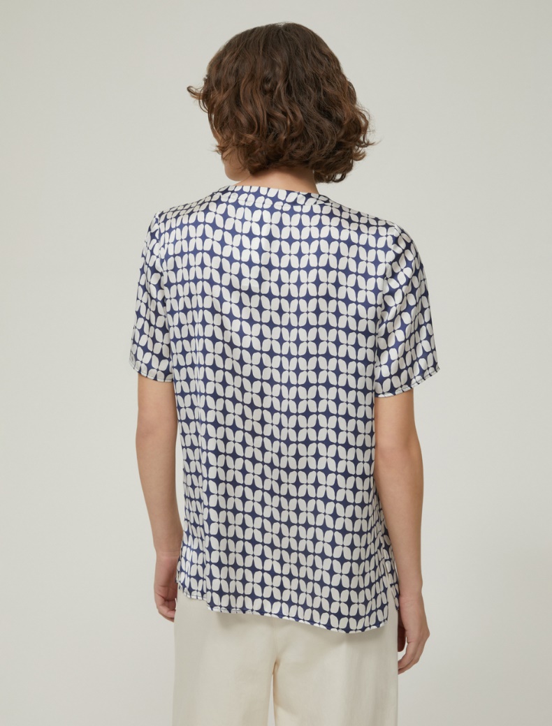 Patterned satin blouse - NAVY - pennyblack