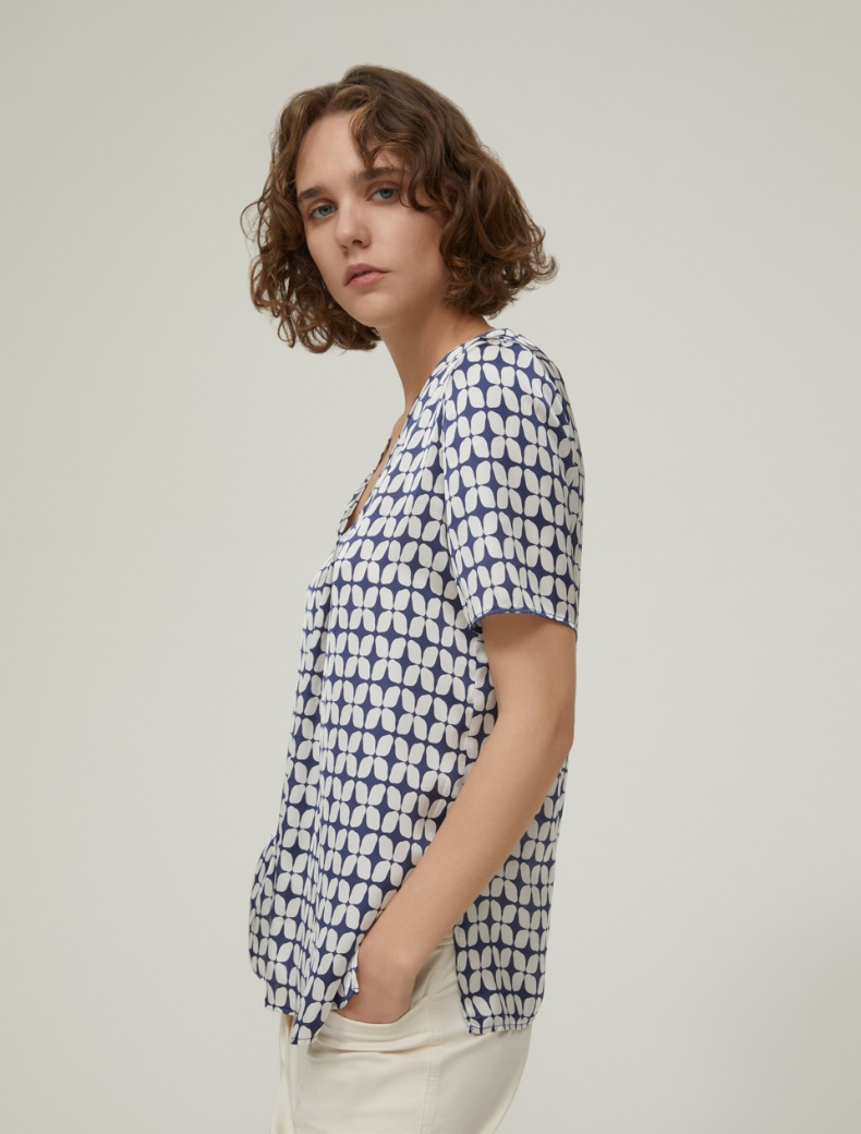Patterned satin blouse - NAVY - pennyblack