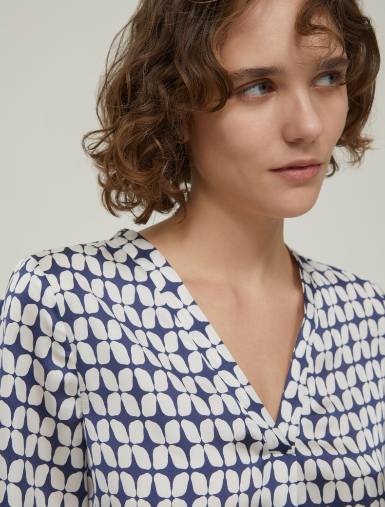 Patterned satin blouse - NAVY - pennyblack