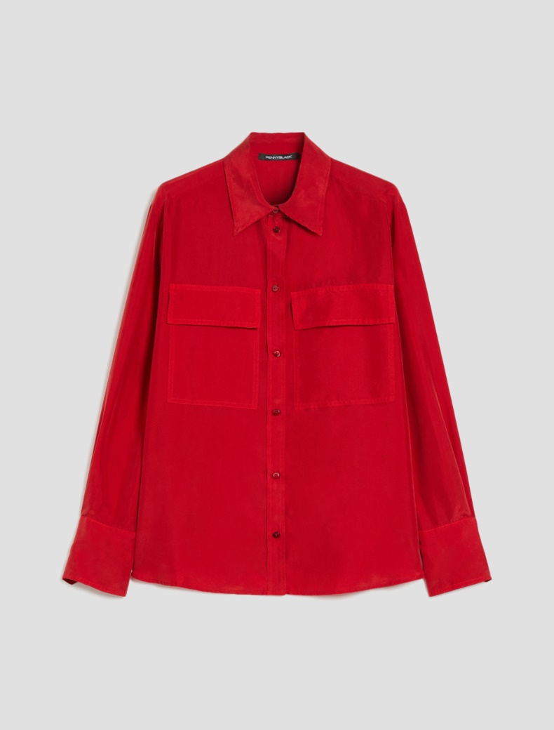 Silk Habotai shirt - RED - pennyblack
