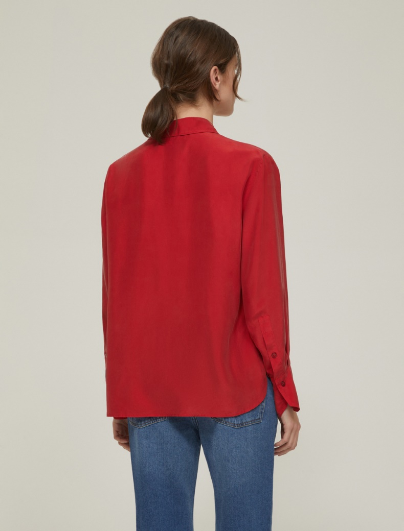 Silk Habotai shirt - RED - pennyblack