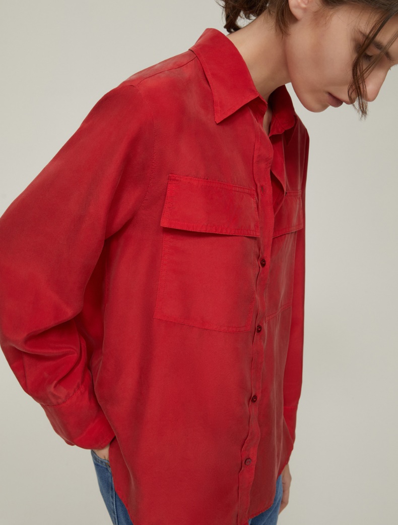 Silk Habotai shirt - RED - pennyblack