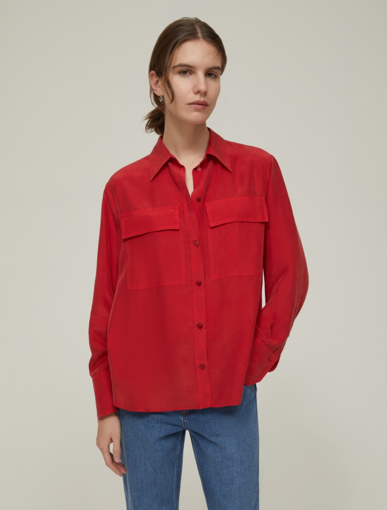Silk Habotai shirt - RED - pennyblack