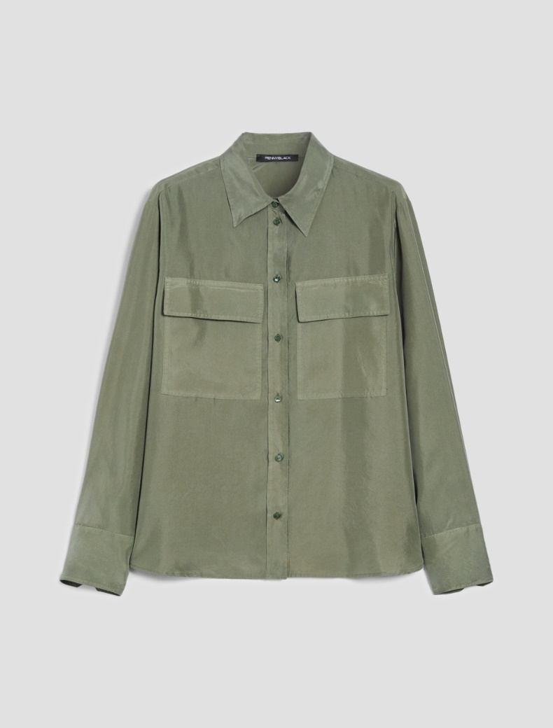 Silk Habotai shirt - KAKI - pennyblack