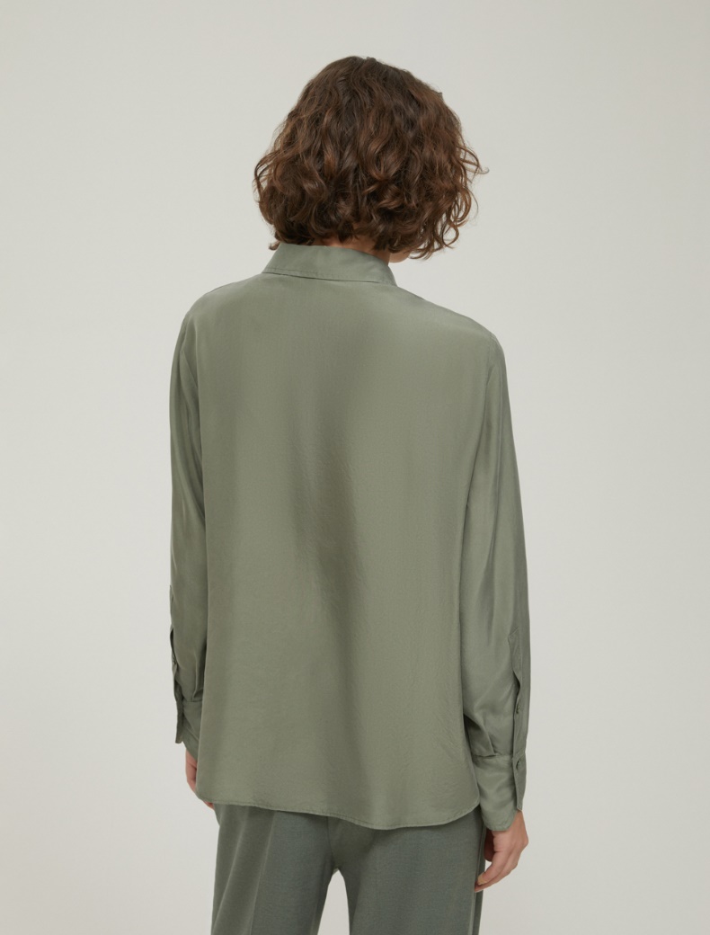 Silk Habotai shirt - KAKI - pennyblack