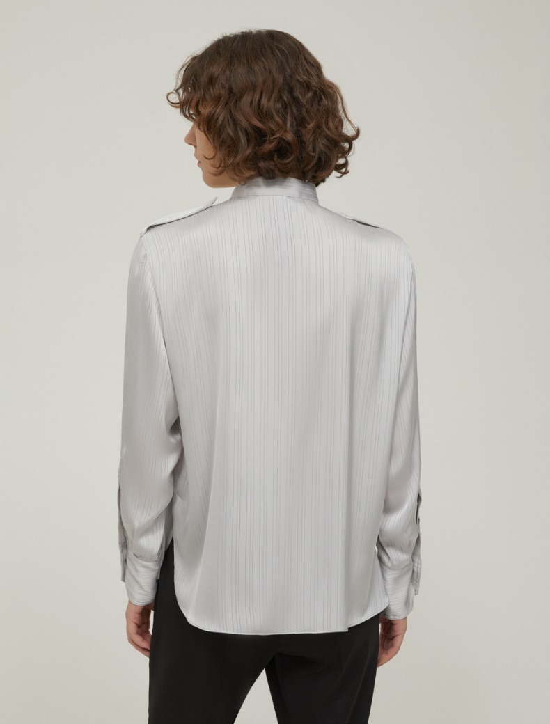 Stripe-textured satin shirt - GREY - pennyblack