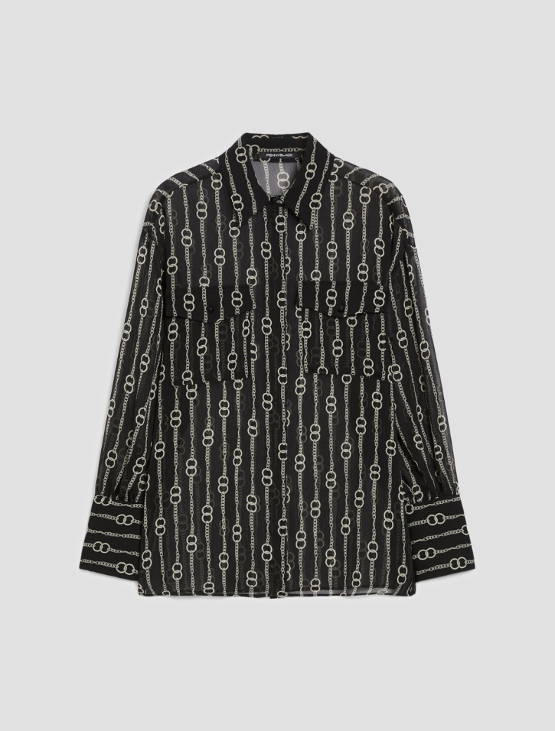 Patterned crepon shirt - BLACK - pennyblack