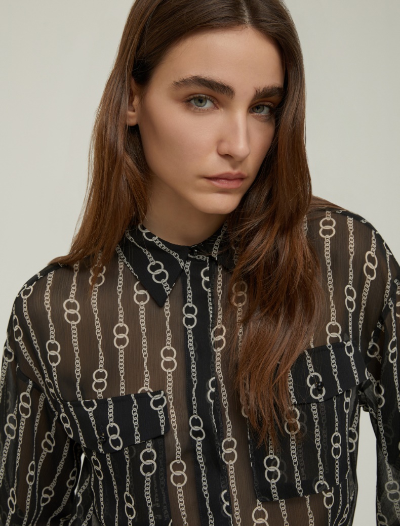 Patterned crepon shirt - BLACK - pennyblack