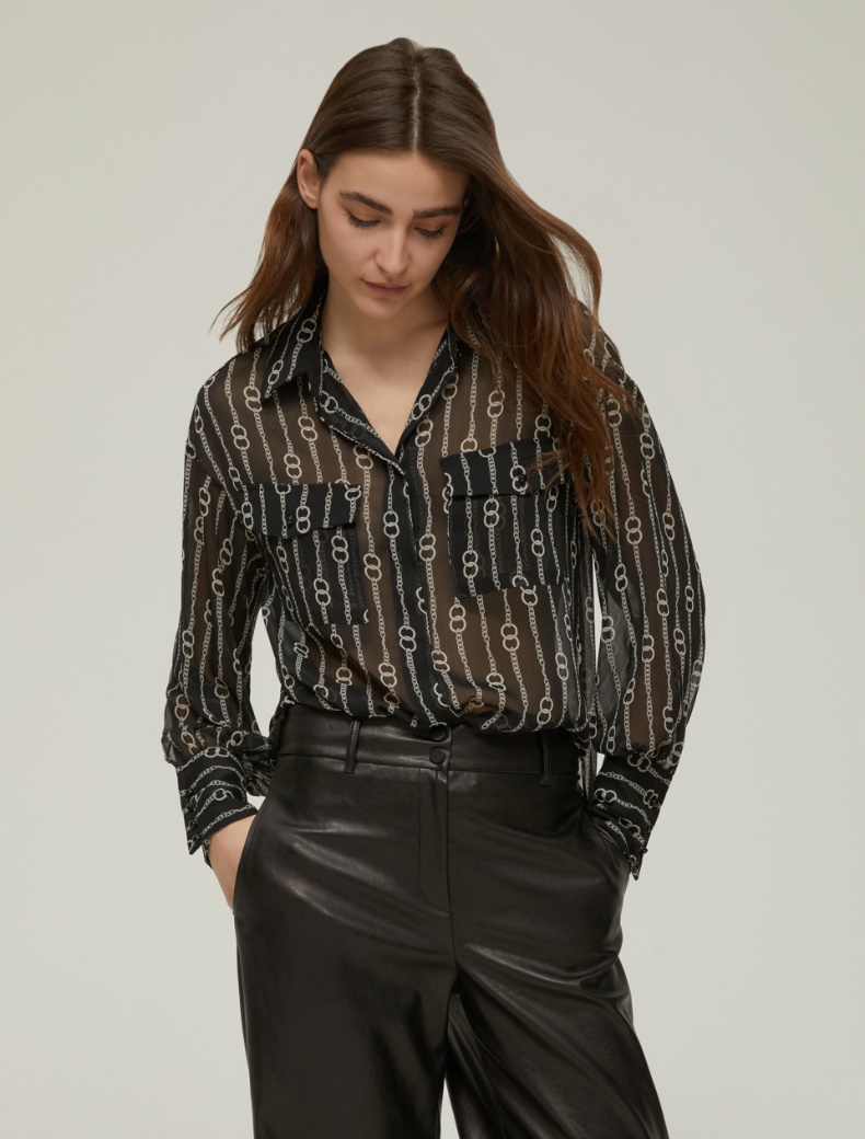 Patterned crepon shirt - BLACK - pennyblack