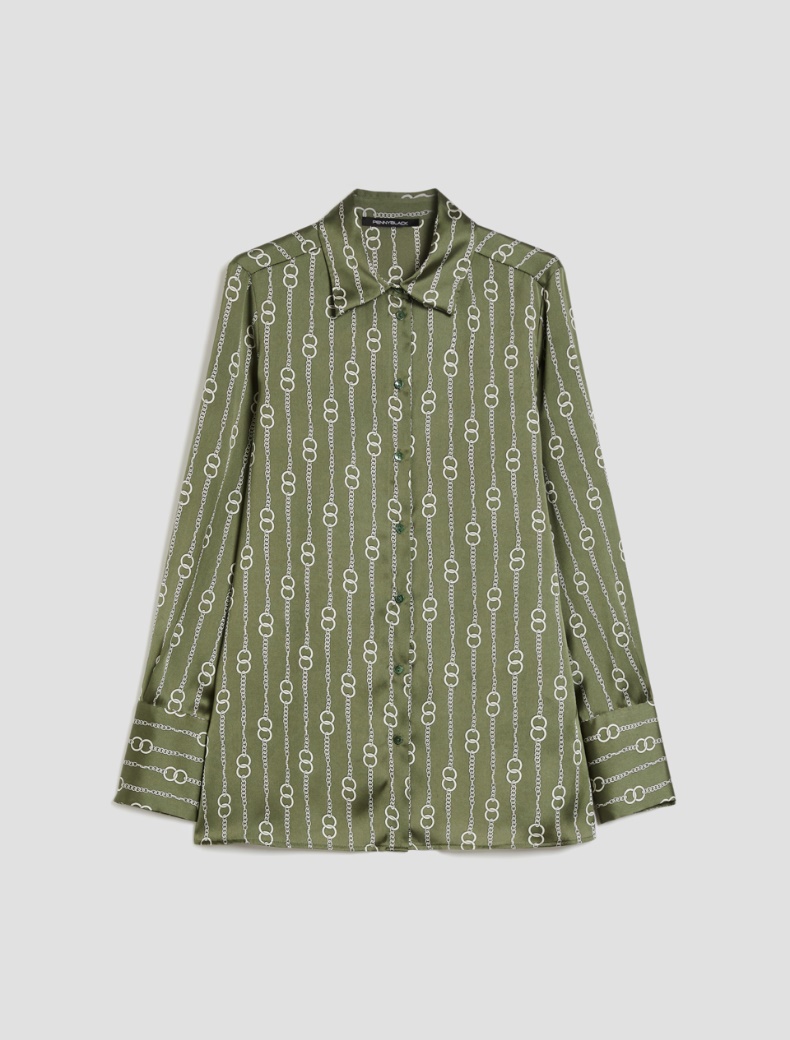 Patterned satin shirt - KAKI - pennyblack