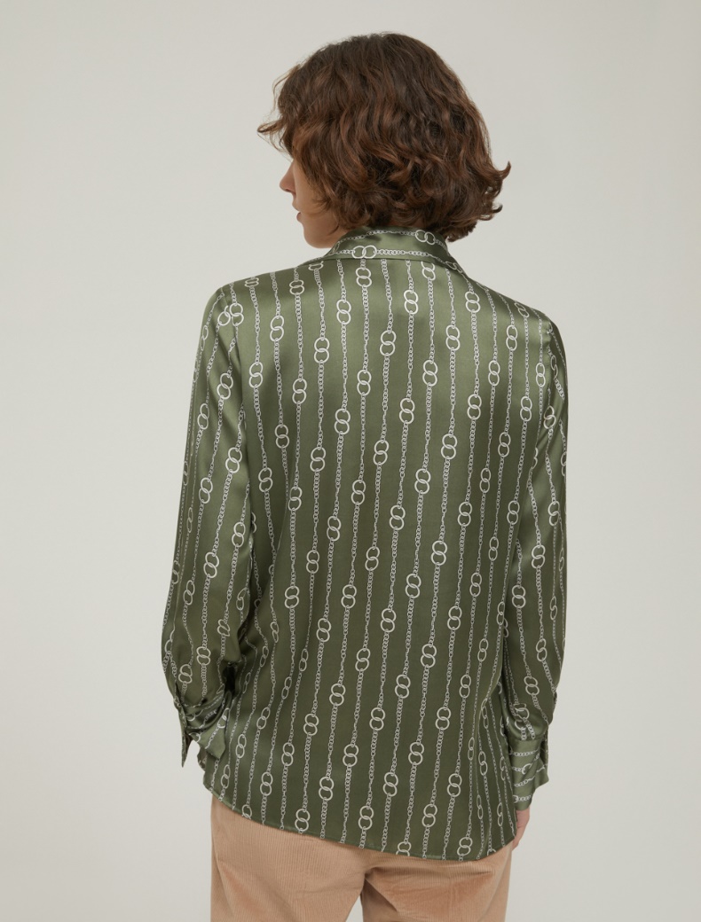 Patterned satin shirt - KAKI - pennyblack