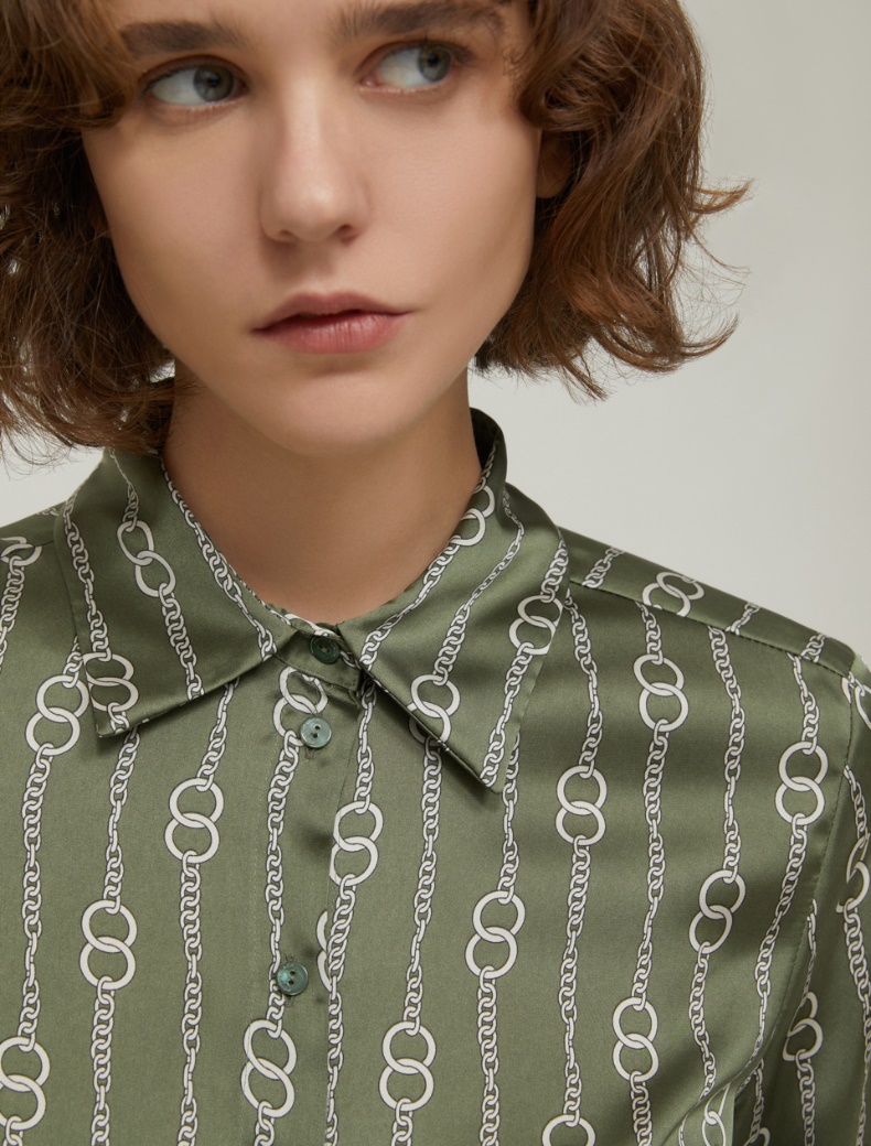 Patterned satin shirt - KAKI - pennyblack