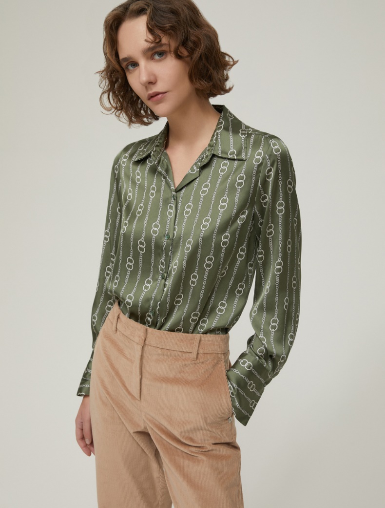 Patterned satin shirt - KAKI - pennyblack