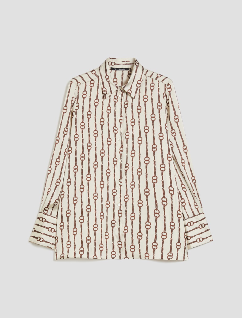 Patterned satin shirt - IVORY - pennyblack