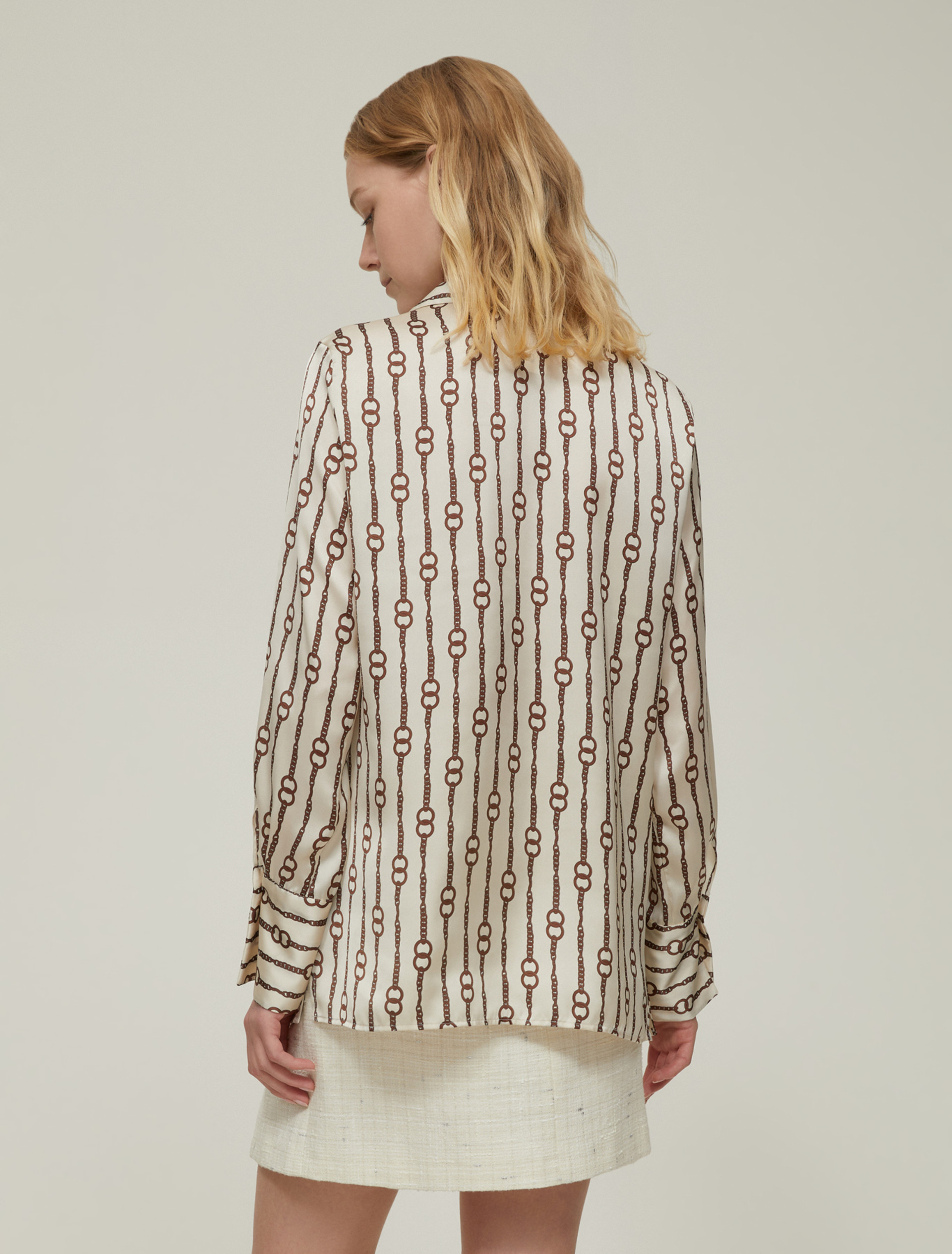 Patterned satin shirt - IVORY - pennyblack