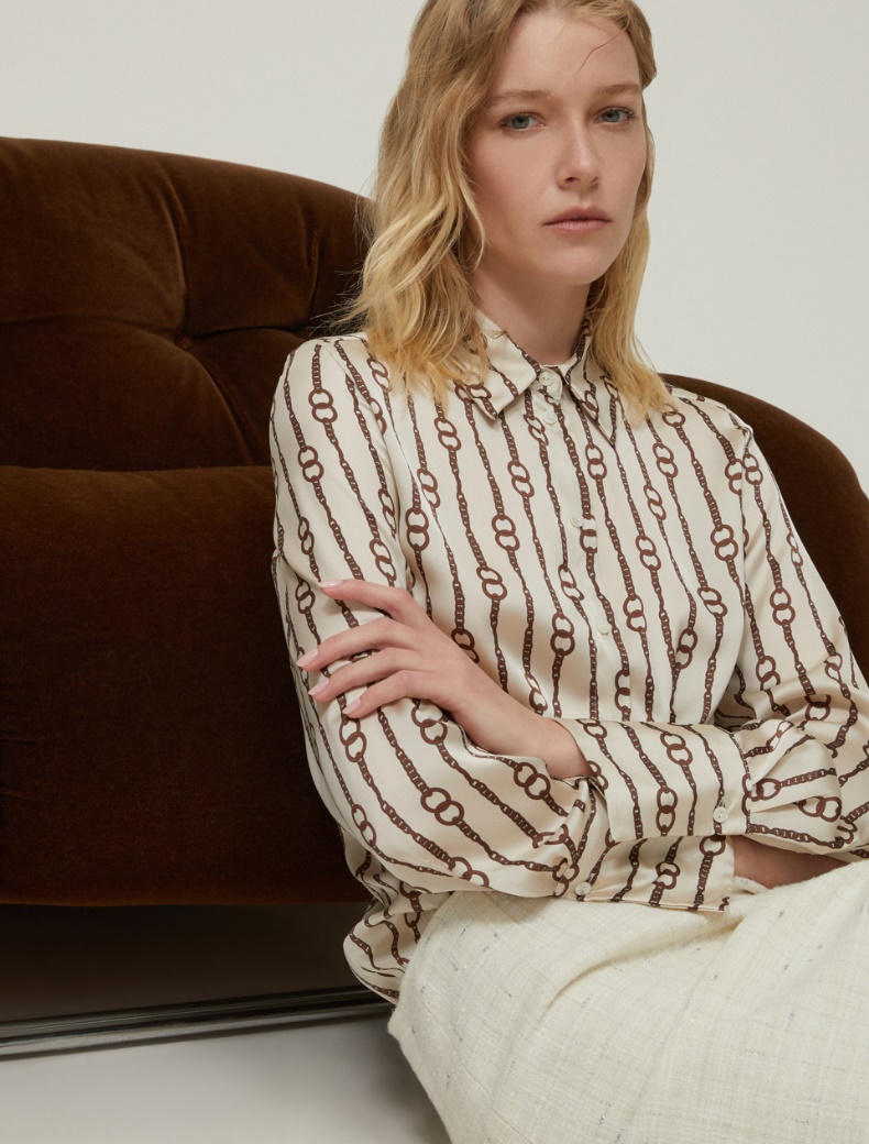 Patterned satin shirt - IVORY - pennyblack