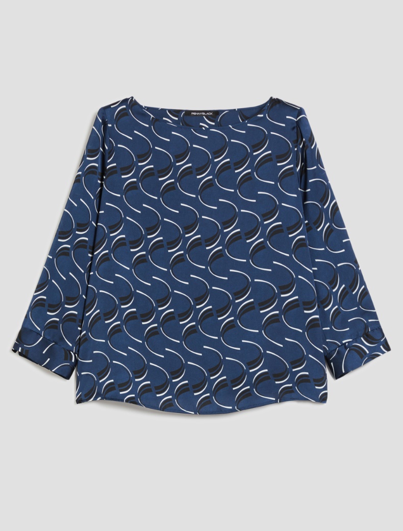 Patterned satin blouse - NAVY - pennyblack