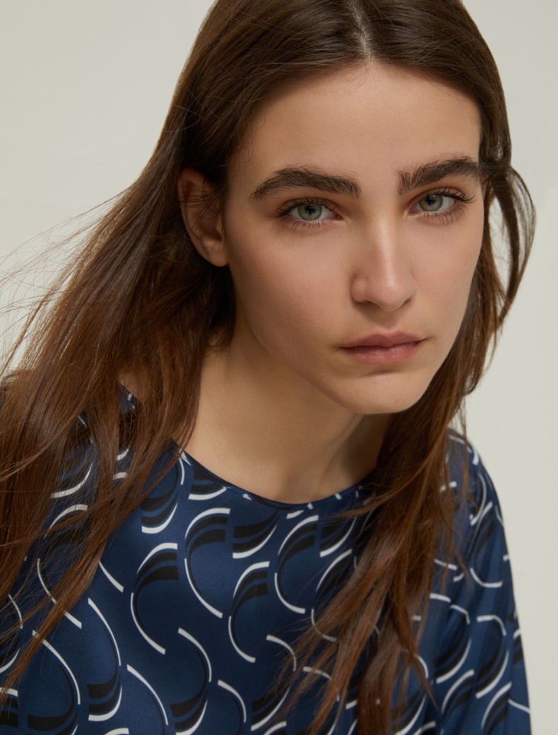 Patterned satin blouse - NAVY - pennyblack