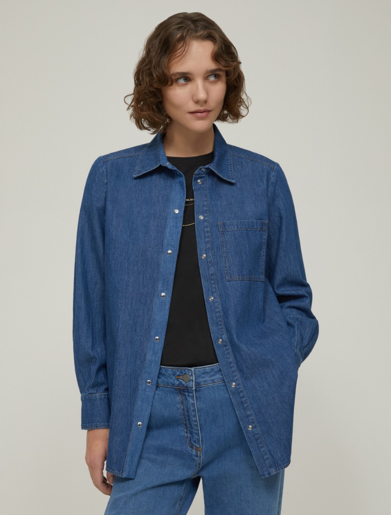 Lightweight denim shirt - NAVY - pennyblack